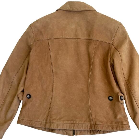 Georgetown Leather Vintage Tan Leather Jacket Waist Length Zip-up Collared Retro - Picture 11 of 16